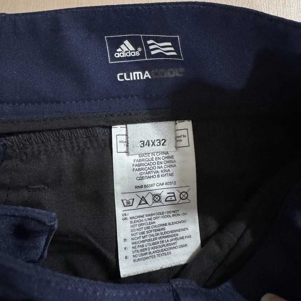 adidas Men's 34x32 ClimaCool Navy Performance Golf Pants Lightweight